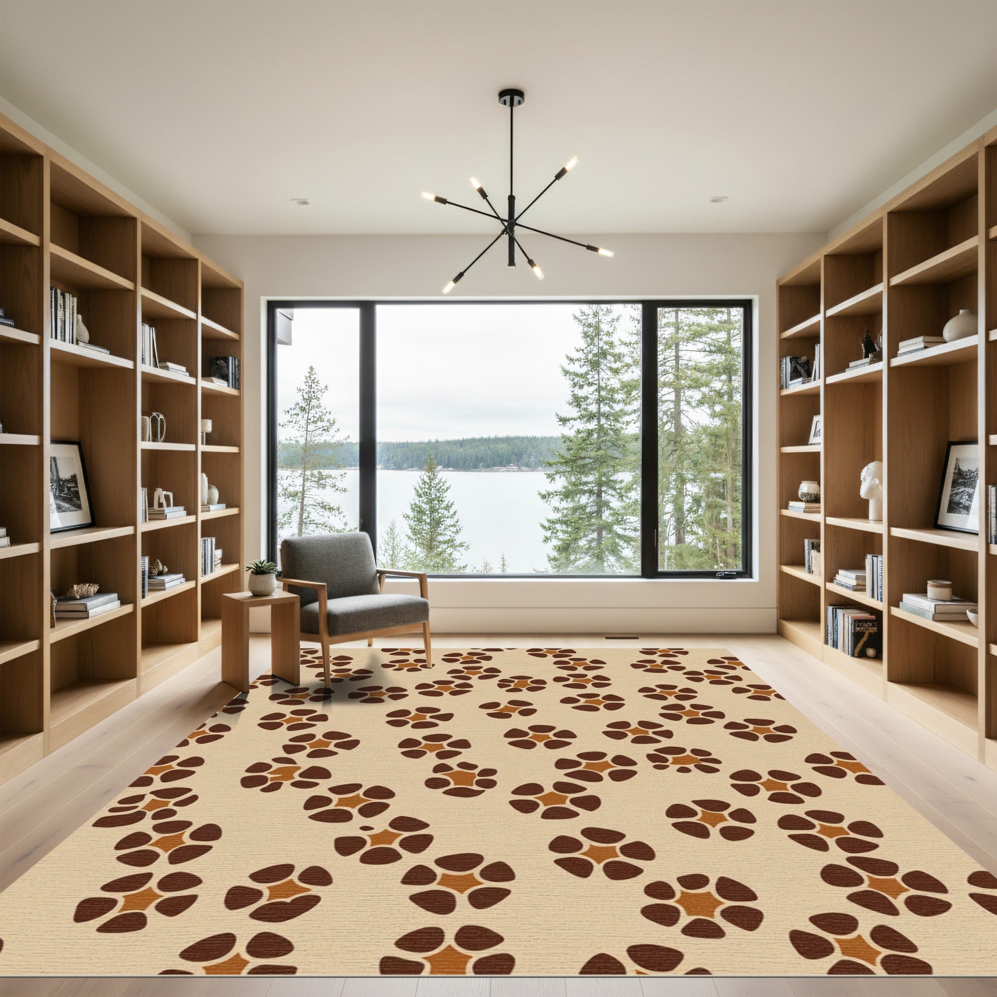 Earthy Brown Petal Burst Scatter Rug