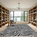 Bold Black White Wavy Stripe Rug