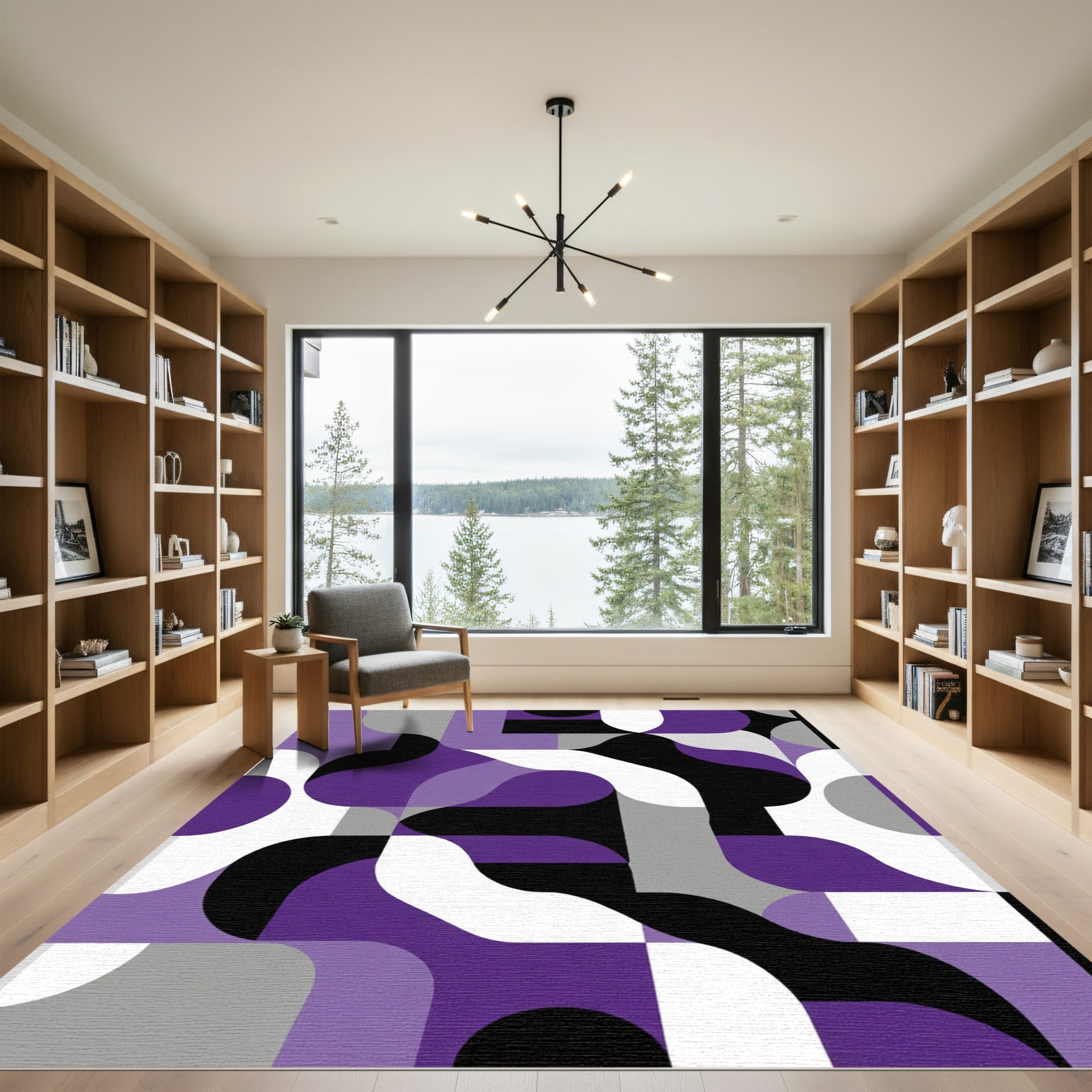 Modern Purple Geometric Abstract Shapes Rug