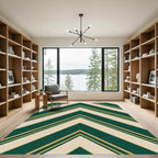 Emerald Gold Chevron Stripe Rug