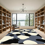 Abstract Black Ivory Camouflage Shapes Rug