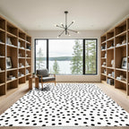 Black White Scattered Dots Rug