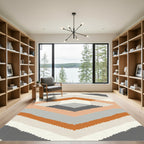 Terracotta Gray Diamond Chevron Rug