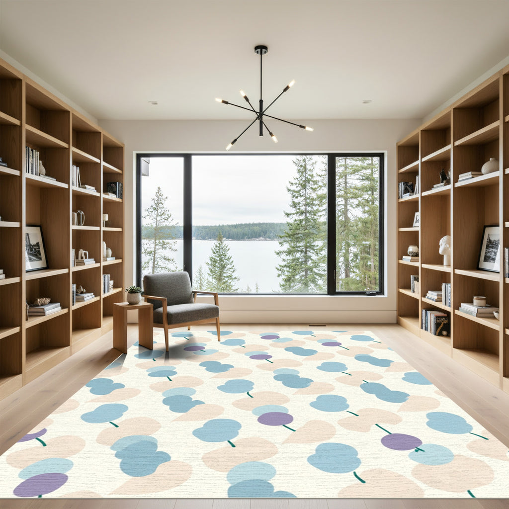 Soft Blue Purple Abstract Dots Rug