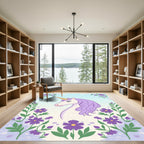 Purple Unicorn Floral Meadow Rug