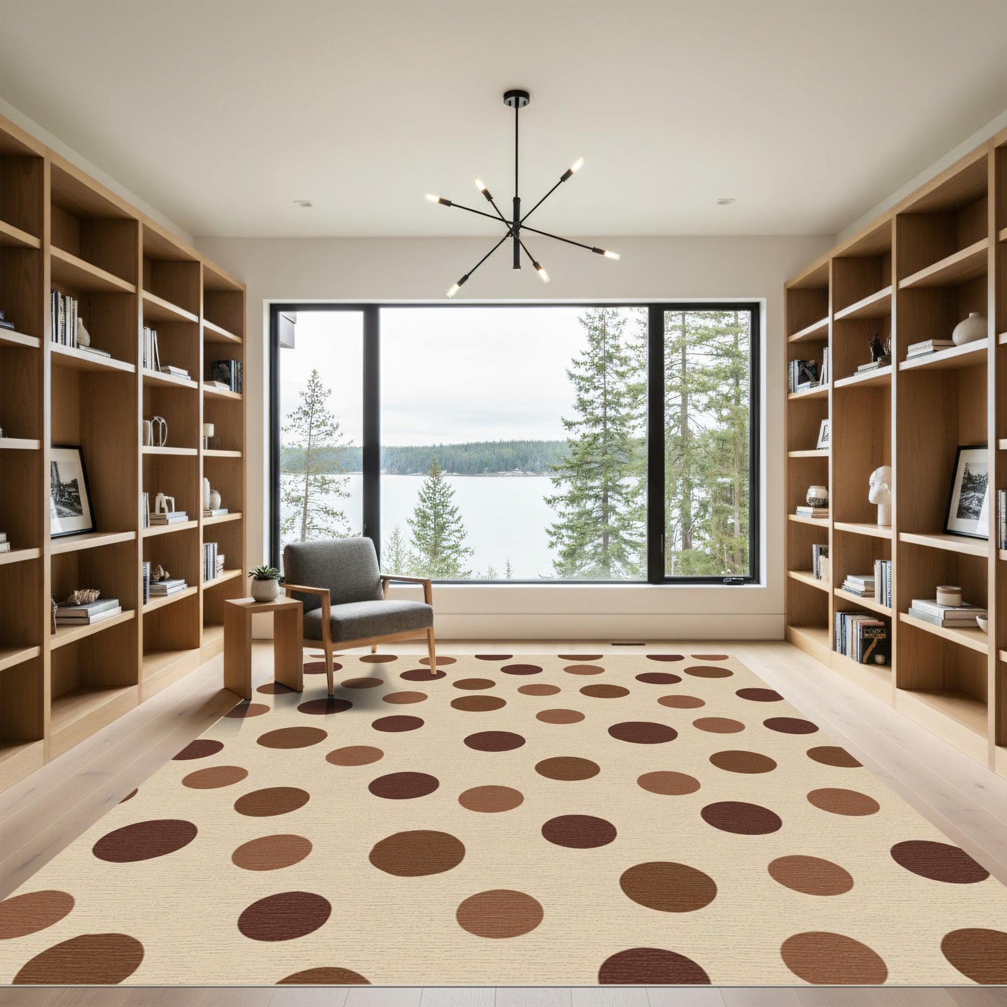 Brown And Tan Polka Dot Circles Rug