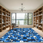 Deep Blue Rounded Geometric Mosaic Rug
