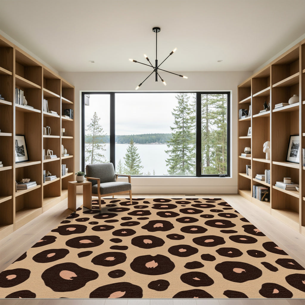 Neutral Leopard Spots Animal Print Rug