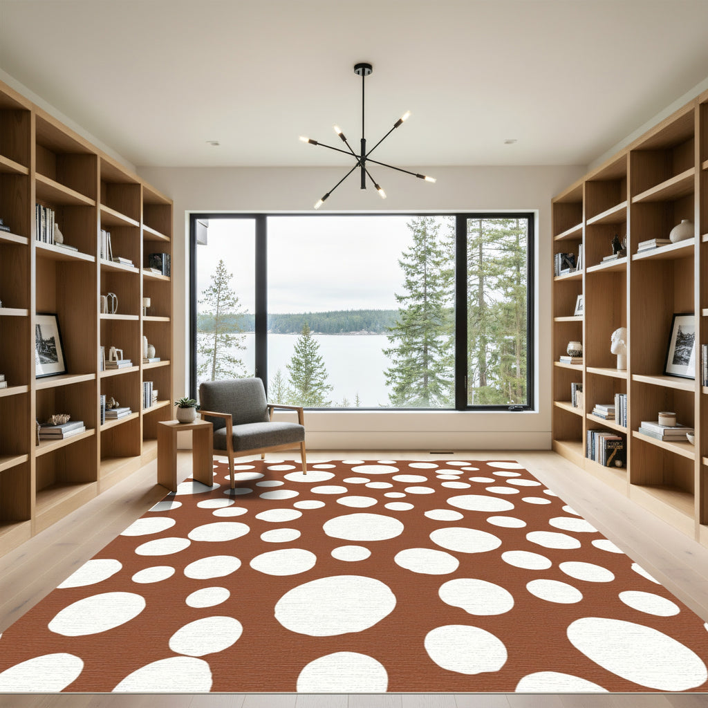 Brown White Polka Dot Scatter Rug
