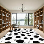 Whimsical Black Dot Cluster Rug
