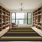 Golden Black Contemporary Stripe Rug