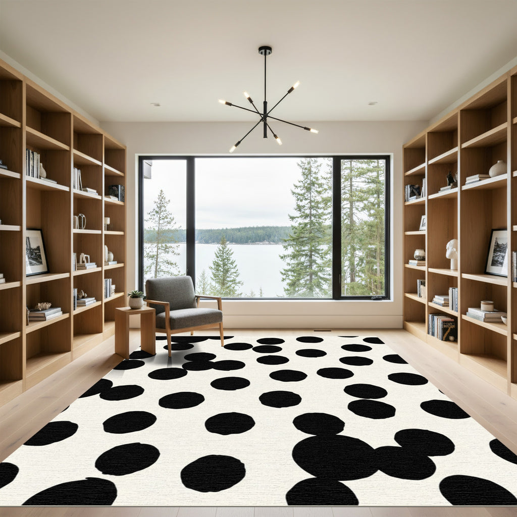 Black Dot Cream Scatter Rug