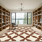Brown Diamond Lattice Border Rug