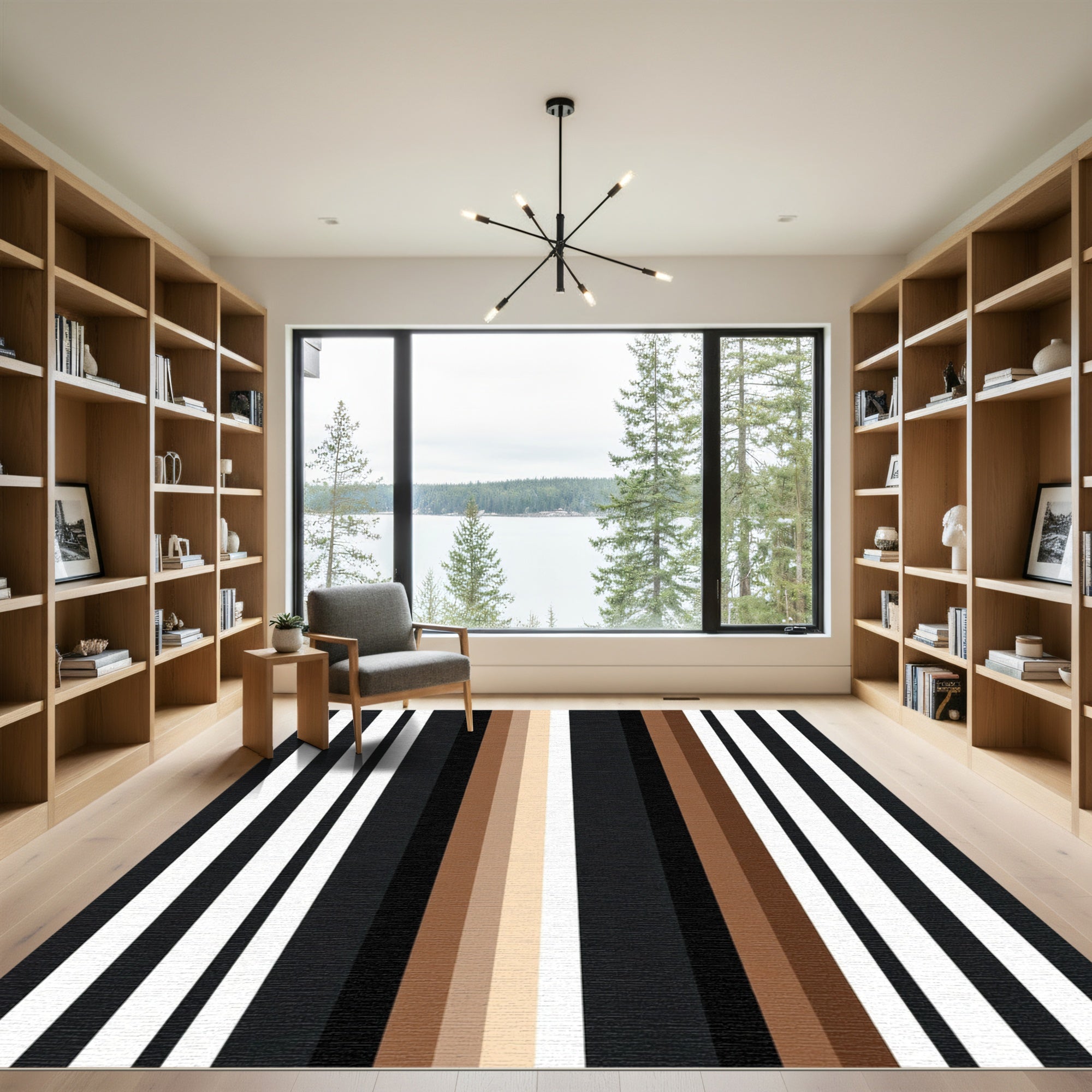 Modern Vertical Stripe Color Block Rug