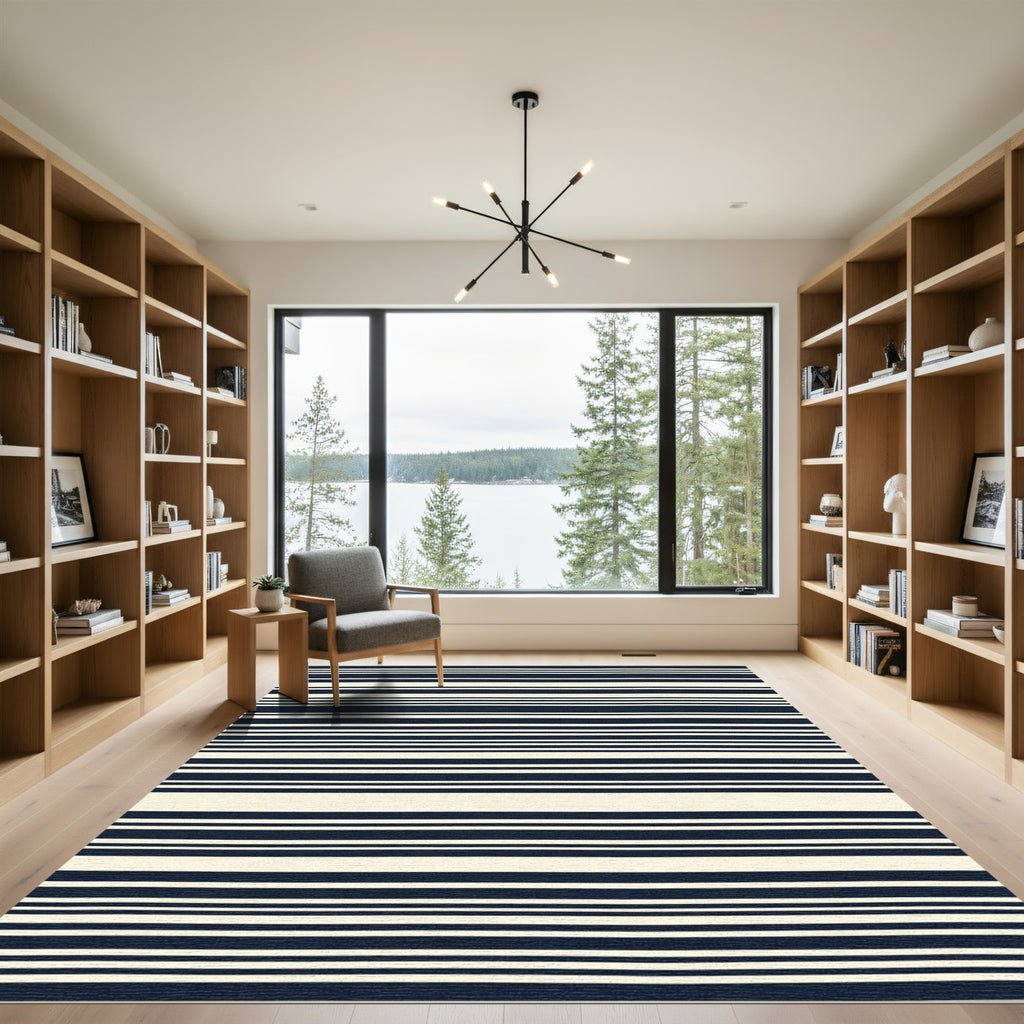 Ink Ivory Horizontal Lines Rug