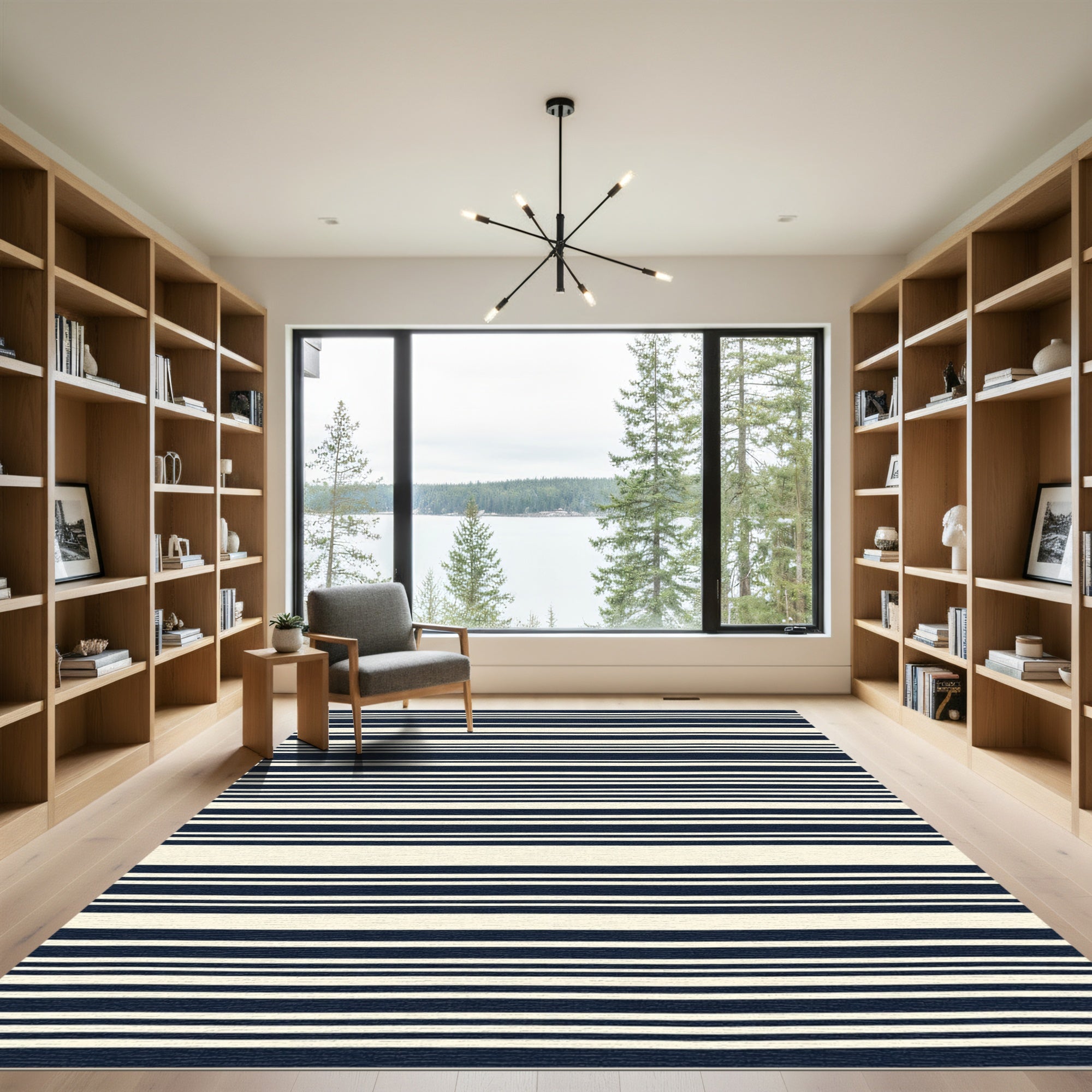 Ink Ivory Horizontal Lines Rug