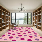 Pink Magenta Purple Gold Polka Dot Burst Rug