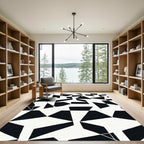 Modern Black White Geometric Abstract Rug