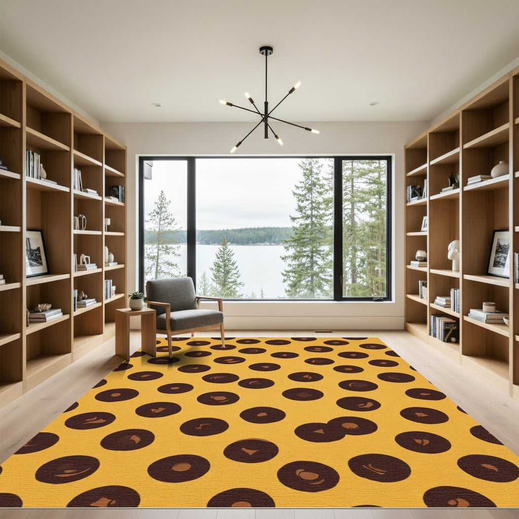 Brown Scattered Dots Amber Background Rug