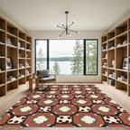 Terracotta Polka Dot Quatrefoil Lattice Rug