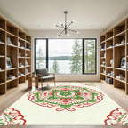 Lush Green Red Floral Medallion Rug
