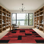 Bold Red Geometric Patchwork Rug