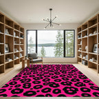 Fuchsia Black Animal Print Rug