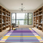Soft Lavender Blue Yellow Plaid Rug