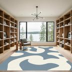 Soft Blue Abstract Swirl Rug