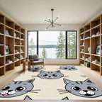 Adorable Gray Kitten Faces Pattern Rug