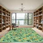 Verdant Orange Floral Vine Rug