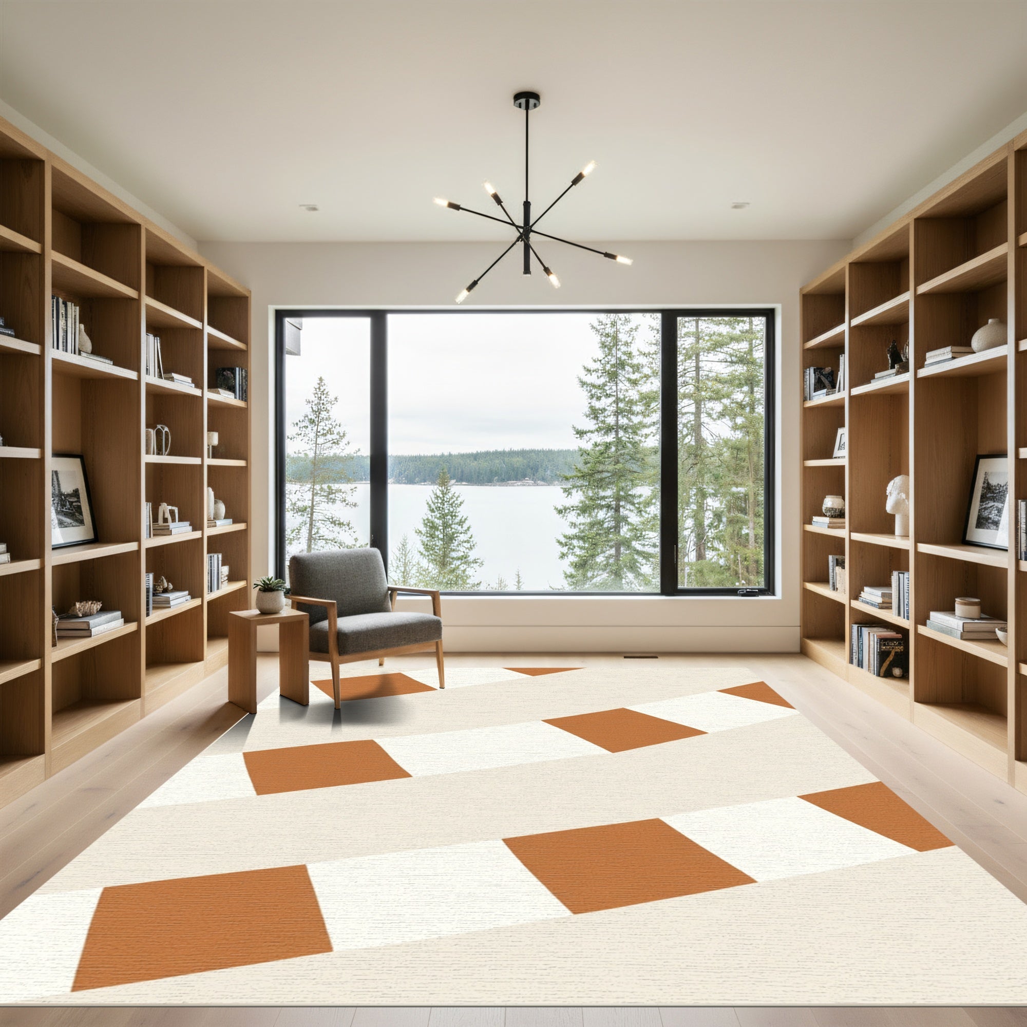 Terracotta Stripe Ribbon Abstract Rug