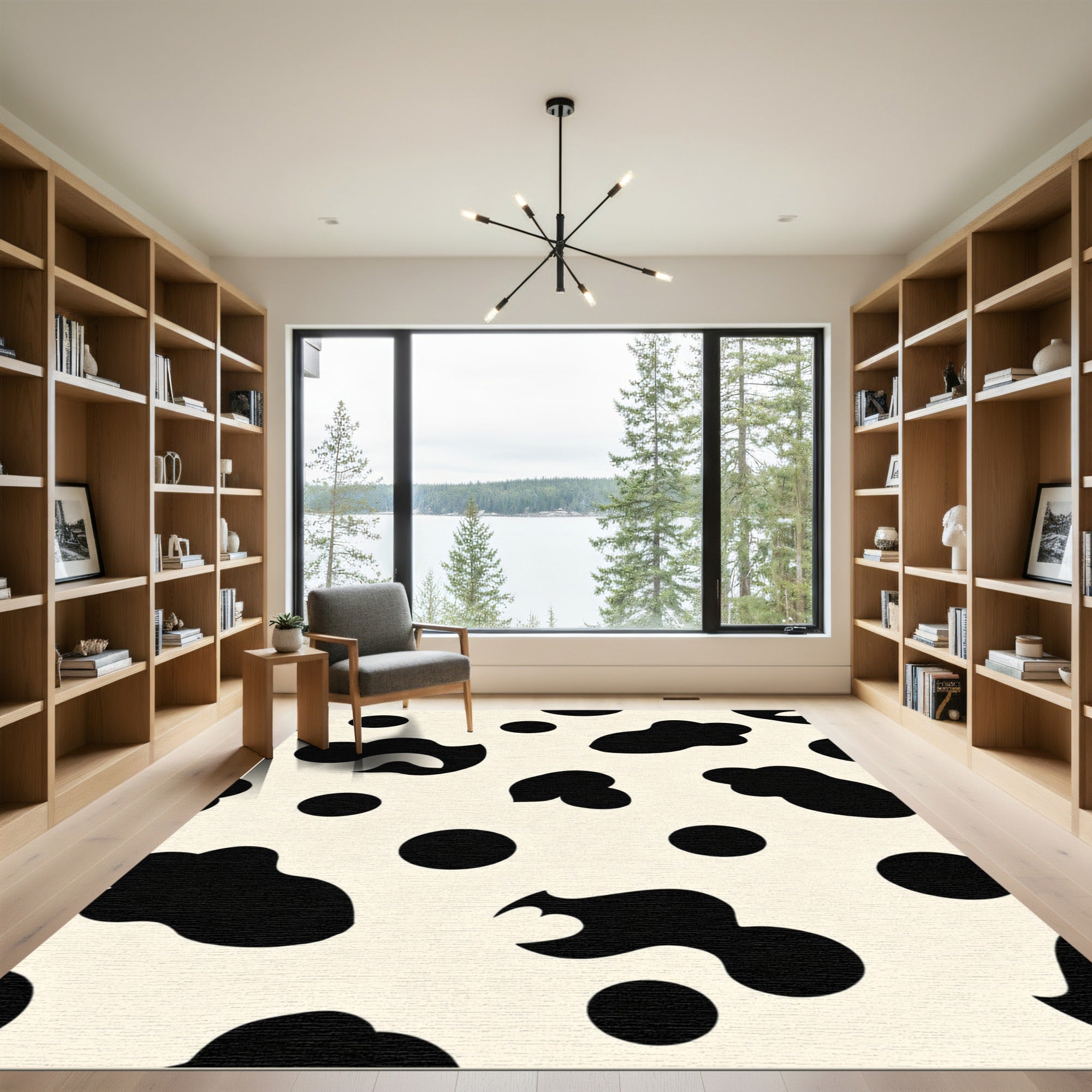 Black Cream Spotty Blob Rug