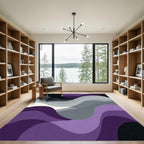 Modern Amethyst Abstract Wave Rug