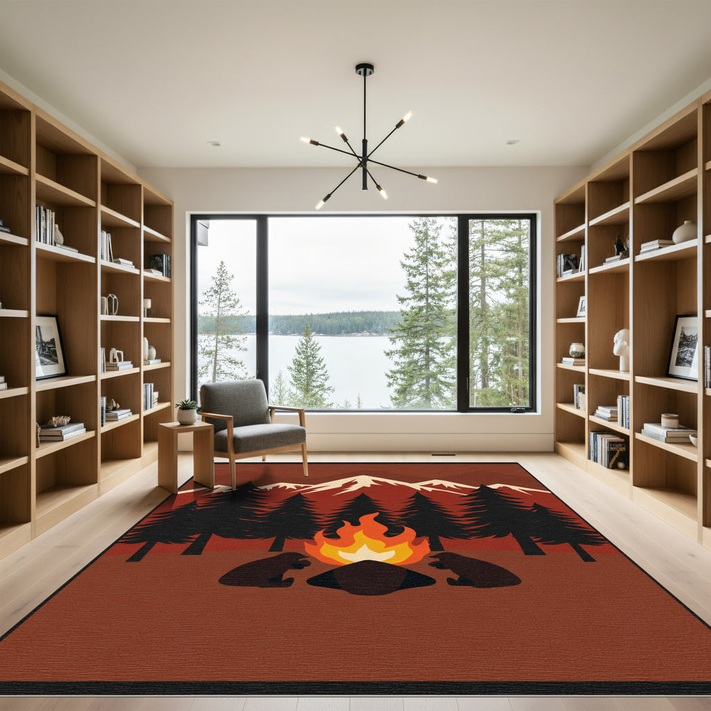 Fireside Bears Mountain Camp Bonfire Rug