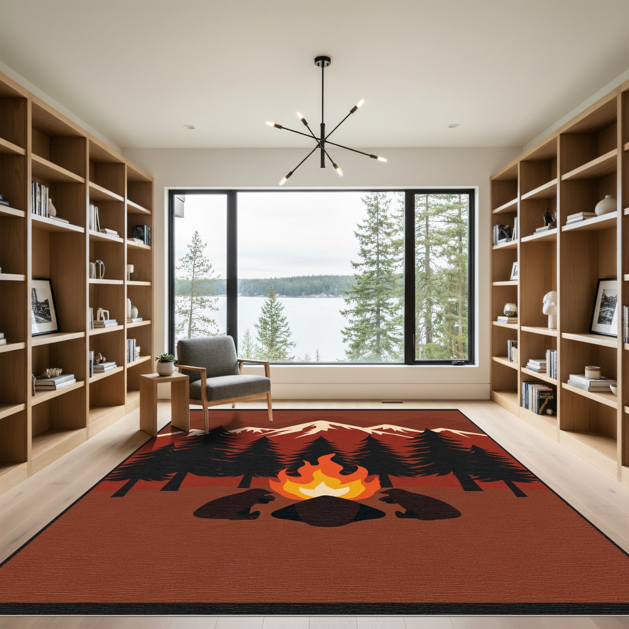 Fireside Bears Mountain Camp Bonfire Rug