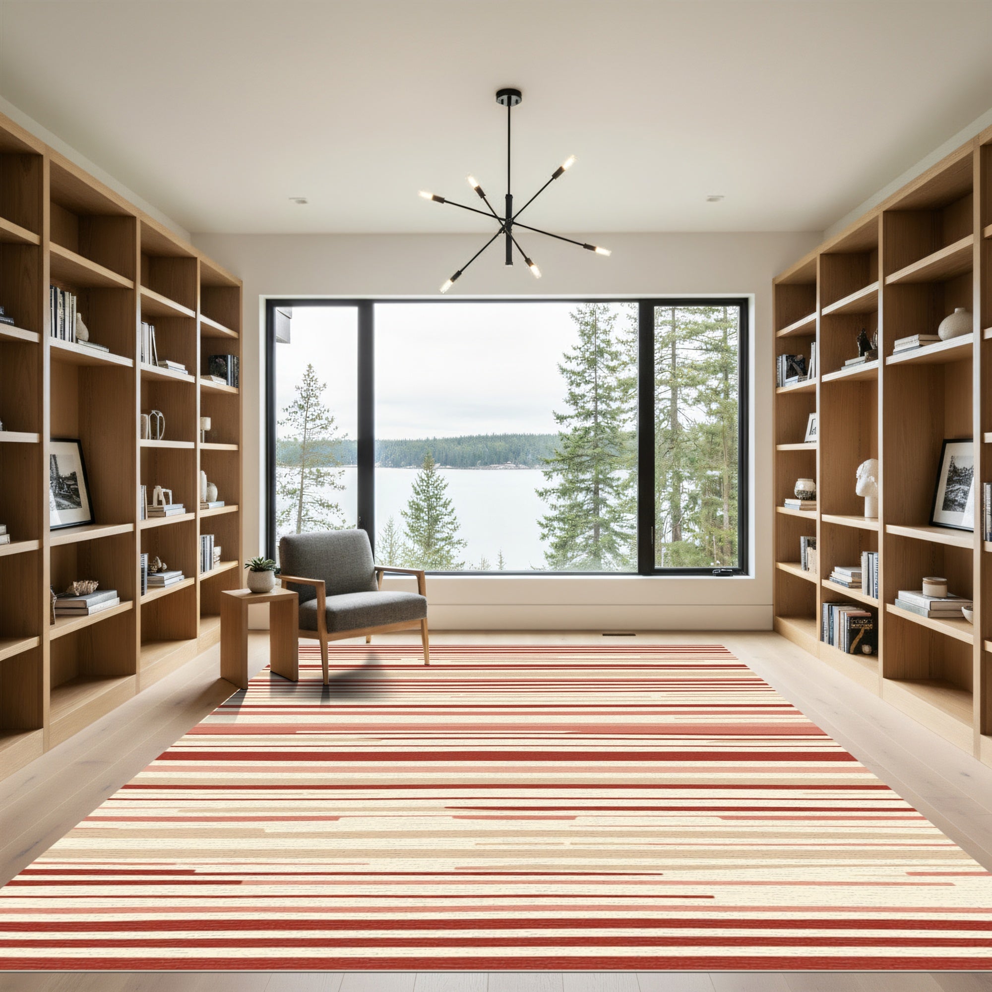 Warm Striped Abstract Lines Rug