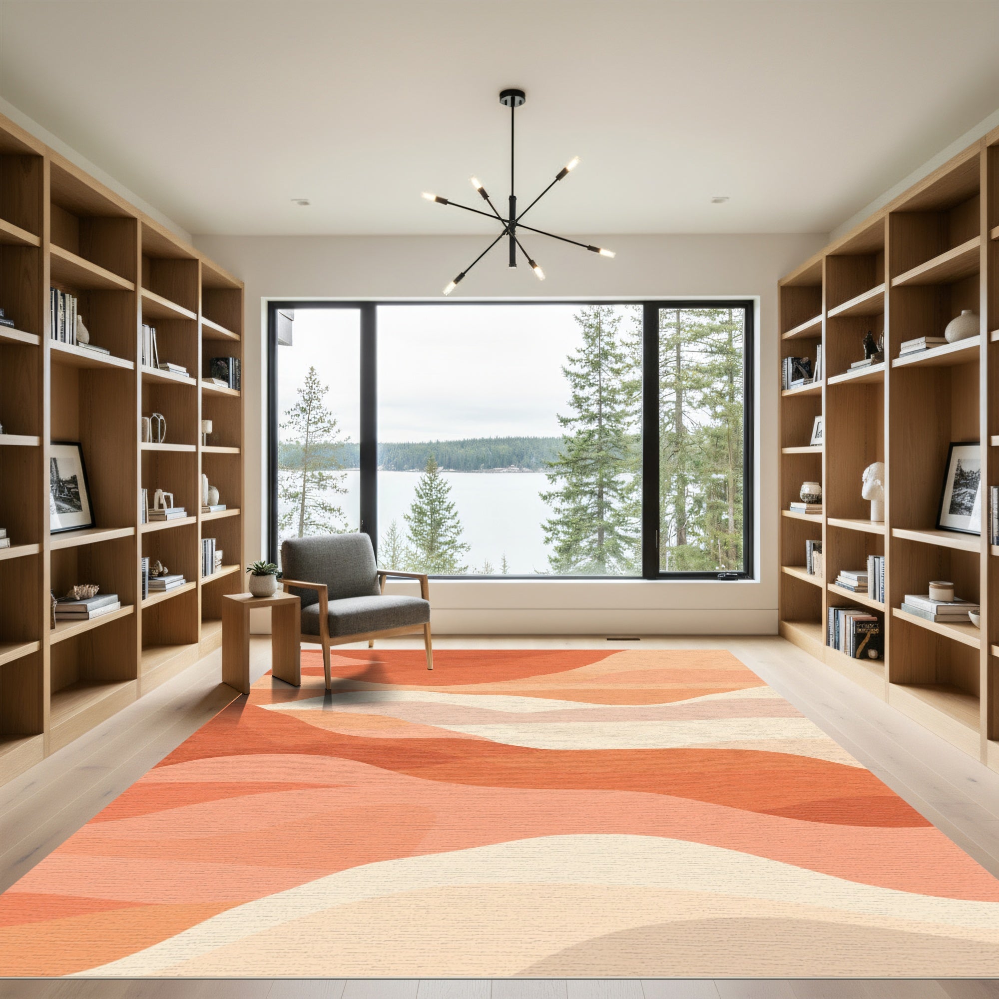 Terracotta Abstract Wave Layers Rug