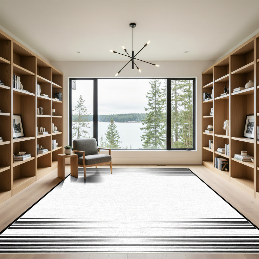 Dynamic Black Speed Lines Rug