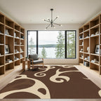 Modern Brown Swirl Abstract Rug
