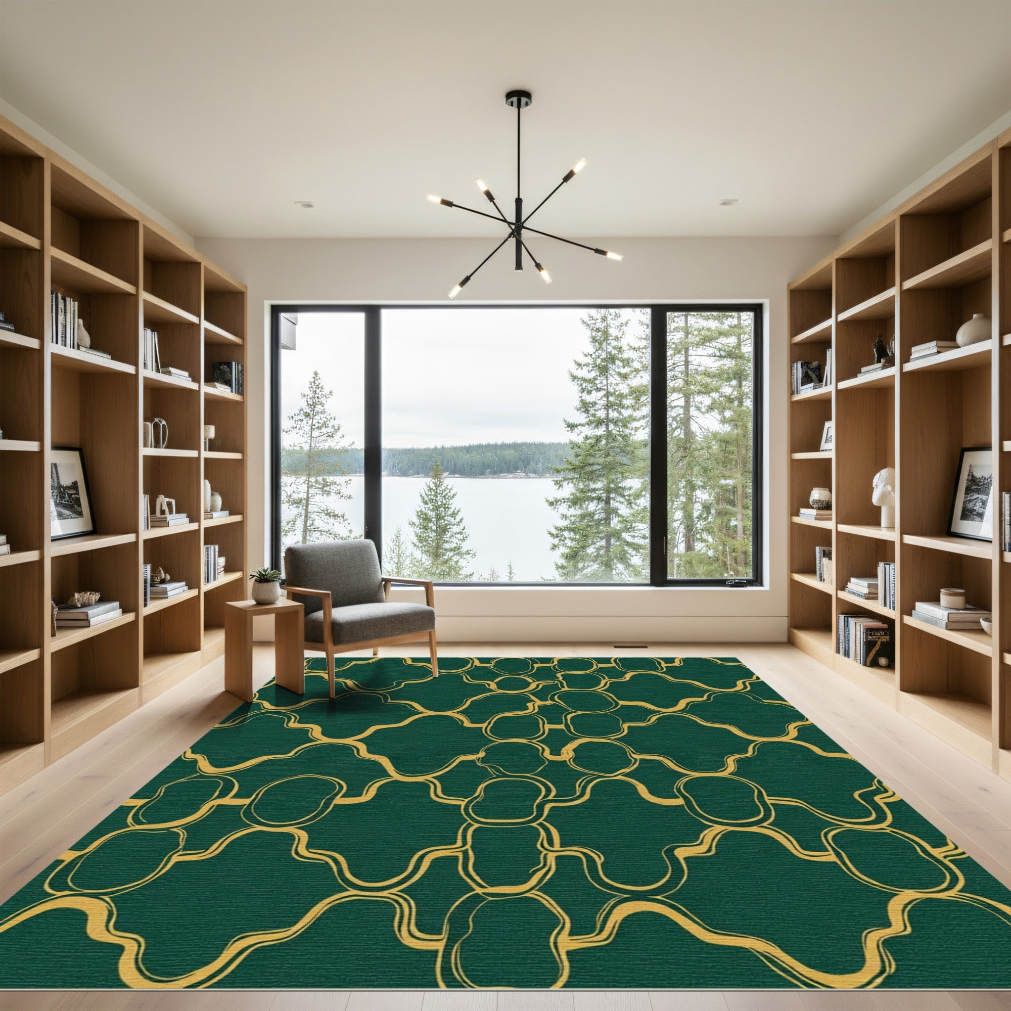 Emerald Gold Organic Lattice Rug
