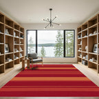 Crimson Orange Alternating Stripe Rug
