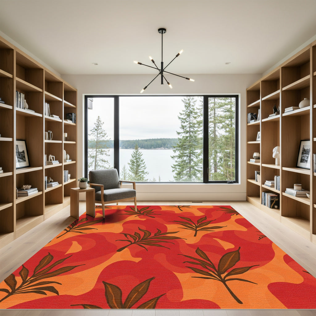 Warm Autumn Foliage Organic Waves Rug