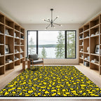 Golden Yellow Abstract Organic Forms Rug