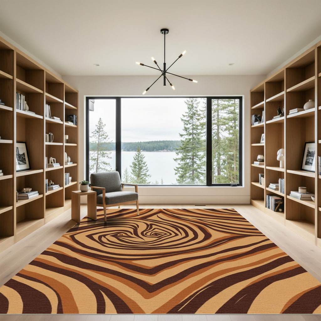 Earthy Swirl Woodgrain Stripes Rug
