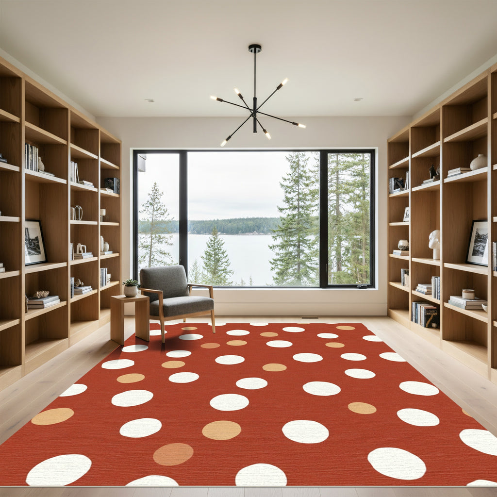 Terra Cotta White Dot Scatter Rug