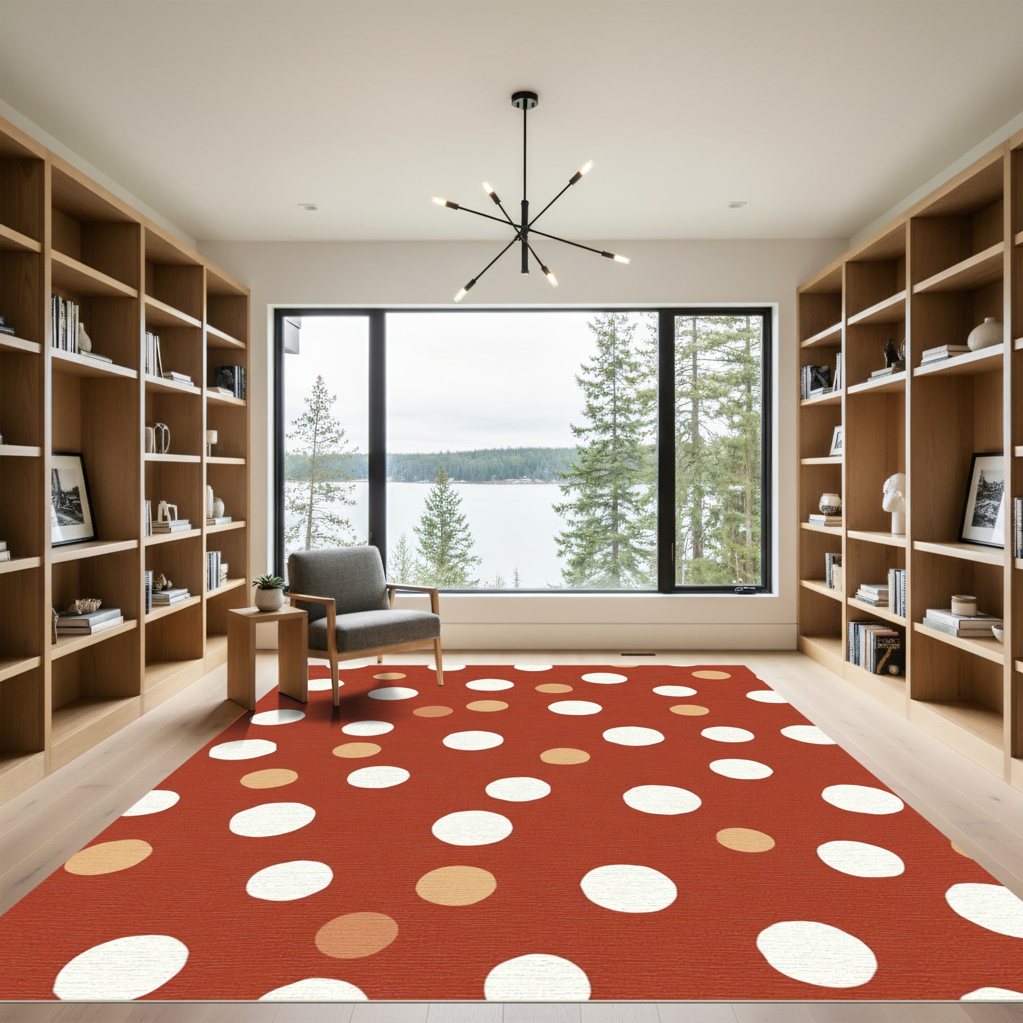 Terra Cotta White Dot Scatter Rug