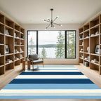 Varied Blue Horizontal Stripe Rug