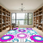 Bold Pink Blue Floral Medallion Rug