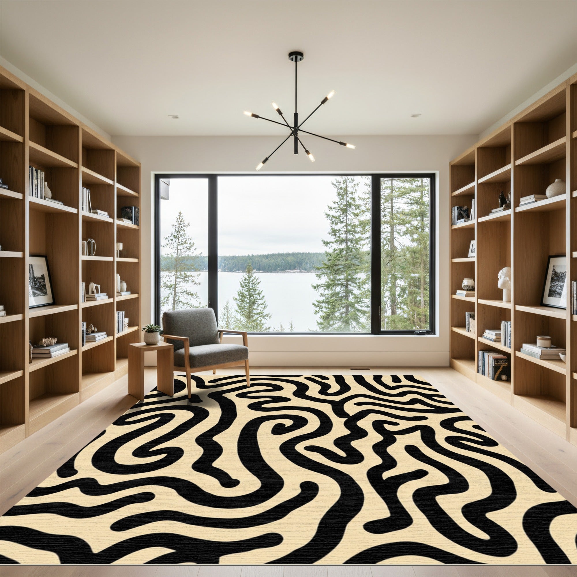 Bold Black Natural Curve Rug